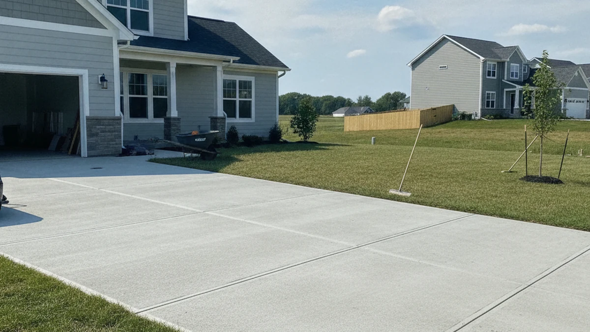 Concrete driveway Johnston Iowa Polk County newer subdivision residential Derek west-metro